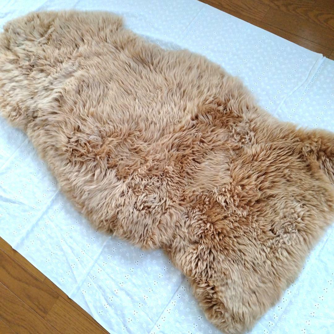 【16日まで】ムートン　羊毛　ラグ　ファー　マット　ベージュブラウン　敷物