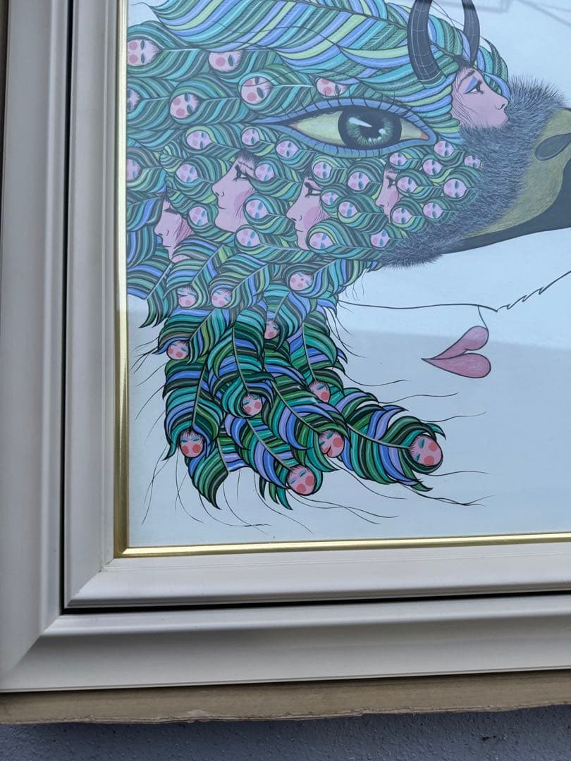 島谷晃「仮面の季節(夏草)」アクリル F8原画 1988年作品 額装 真作