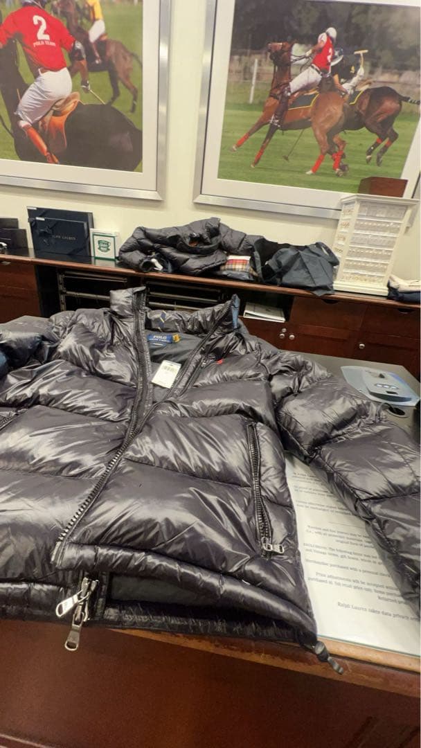 ポロ フード付きダウンジャケット ネイビー