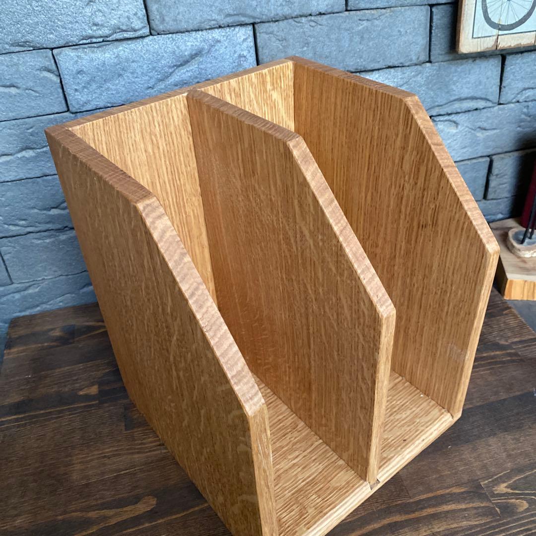 木製ブックスタンドとティッシュボックス ホワイトオーク無垢　オーダー品2点