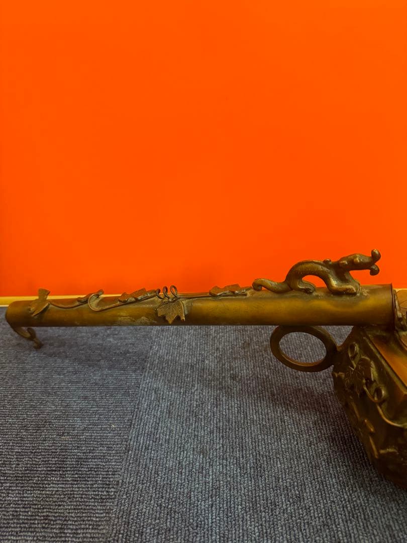 1624 中国美術　唐物　古玩　唐銅　瓢箪から駒図大矢立香炉　大明宣徳　時代物