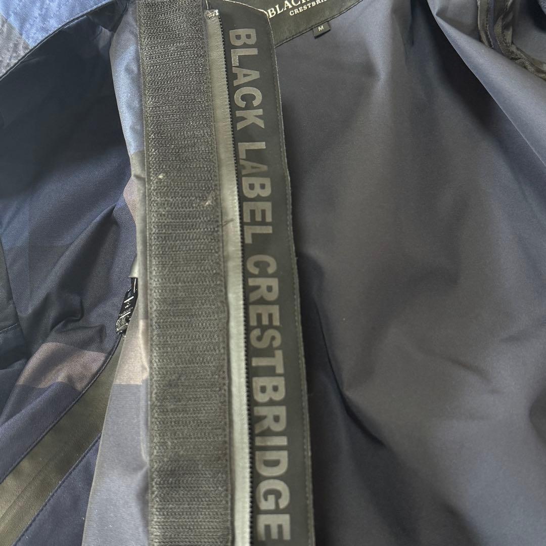 美品 ブラックレーベルクレストブリッジ 撥水 モッズコート チェック フーデッド