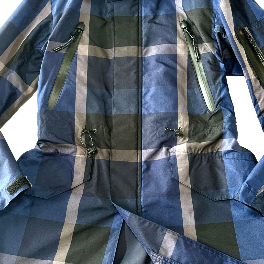 美品 ブラックレーベルクレストブリッジ 撥水 モッズコート チェック フーデッド