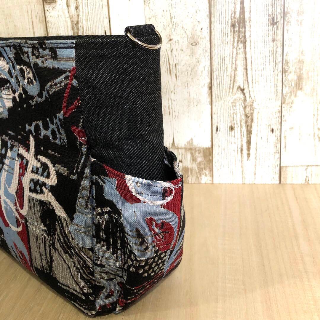 ショルダーバッグ　ハンドメイド　デニムリメイク　ブラック　ラクガキ【新品デニム】