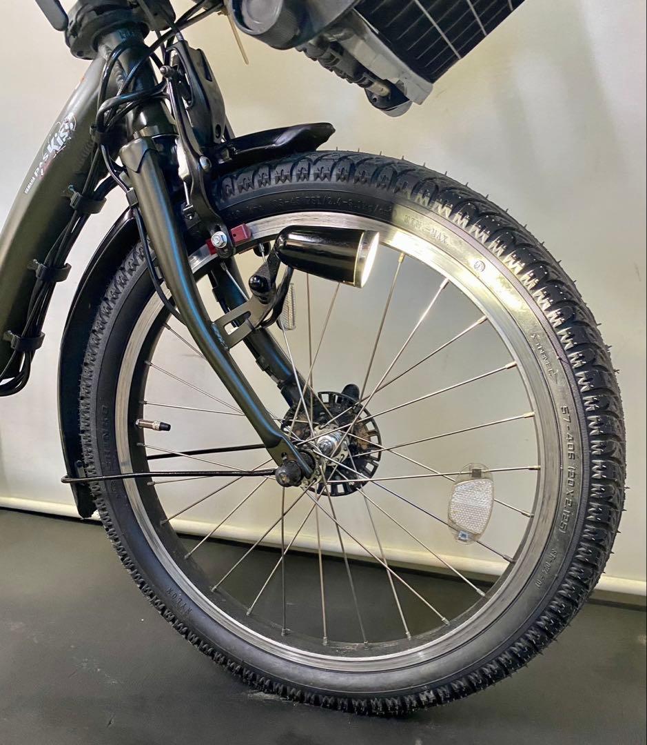 1年保証 ヤマハ　パスキッス　20インチ　カーキ色　子供乗せ　電動アシスト自転車