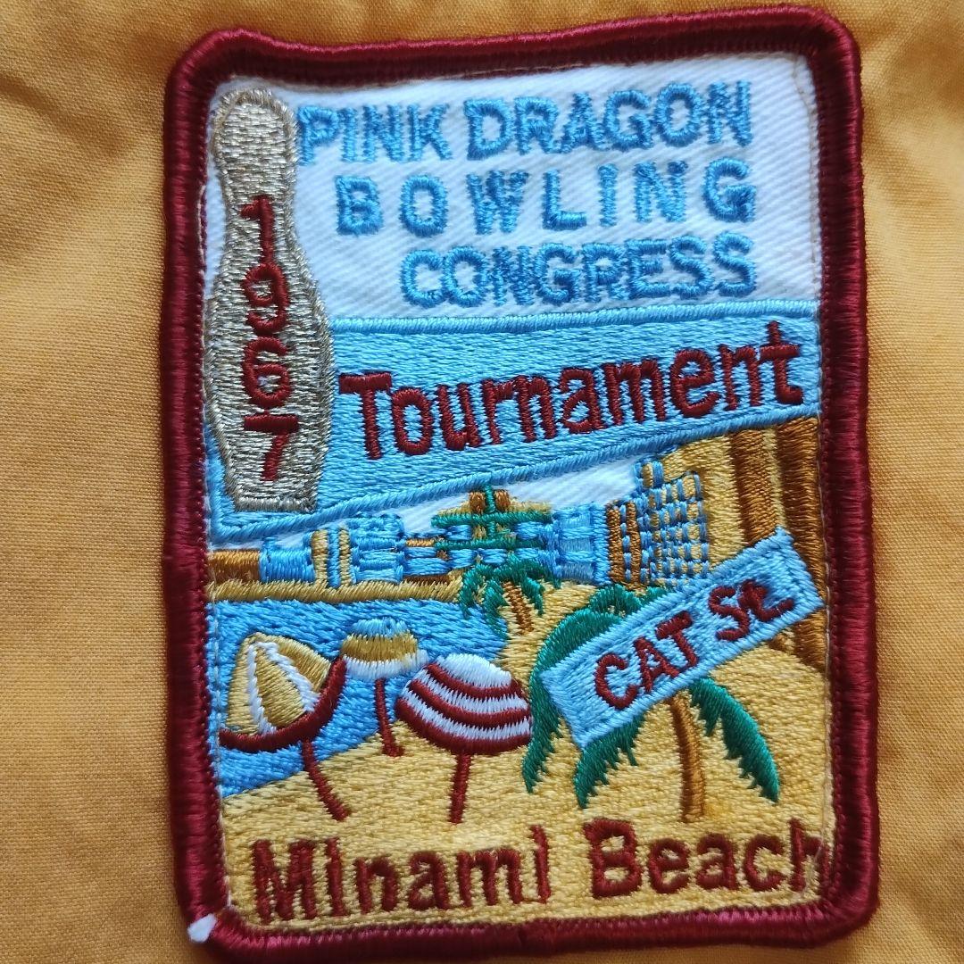 90's PINK DRAGON ピンクドラゴン日本製ボウリングシャツ