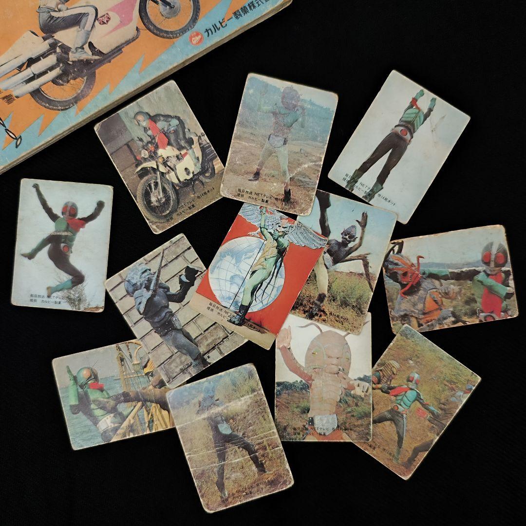 激レア!当時物!カルビー旧仮面ライダーカードアルバム＆14局ネットカード12枚♪
