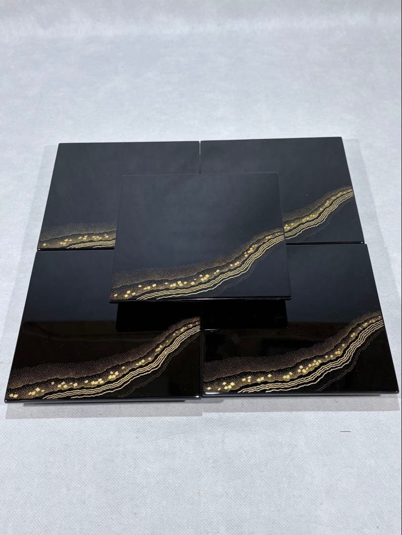 輪島塗　名工 水尻清甫作　星雲沈金　盛器　美品　共箱　茶道　懐石道具　送料込