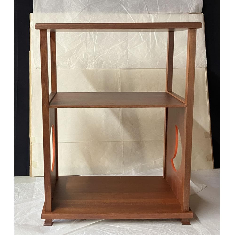 F1457 日月棚 花押 あり 紙箱入り 木製 茶棚 茶道具 煎茶棚 煎茶道具