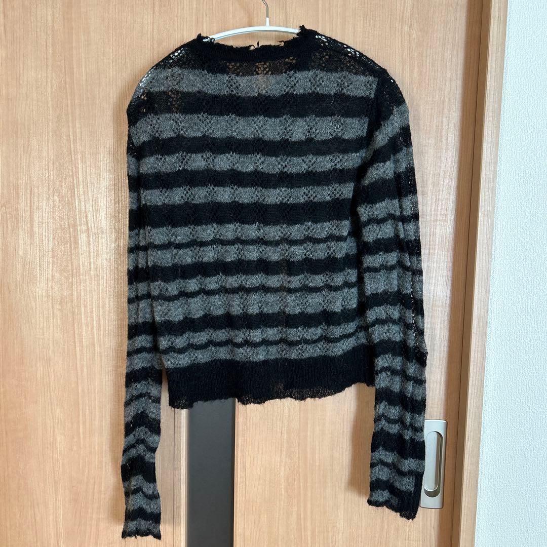 PERVERZE Thick Stripe Knit Cardigan グレー