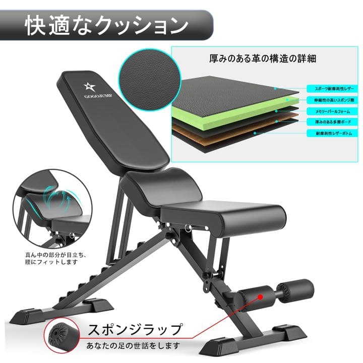 トレーニングベンチ フラットインクラインベンチ デクライン 折りたたみ式
