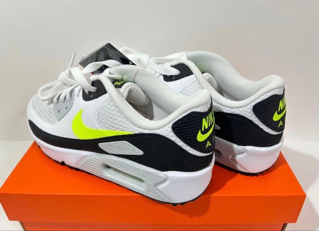 【新品】NIKE エアマックス90ゴルフ ホワイト/ホットライム