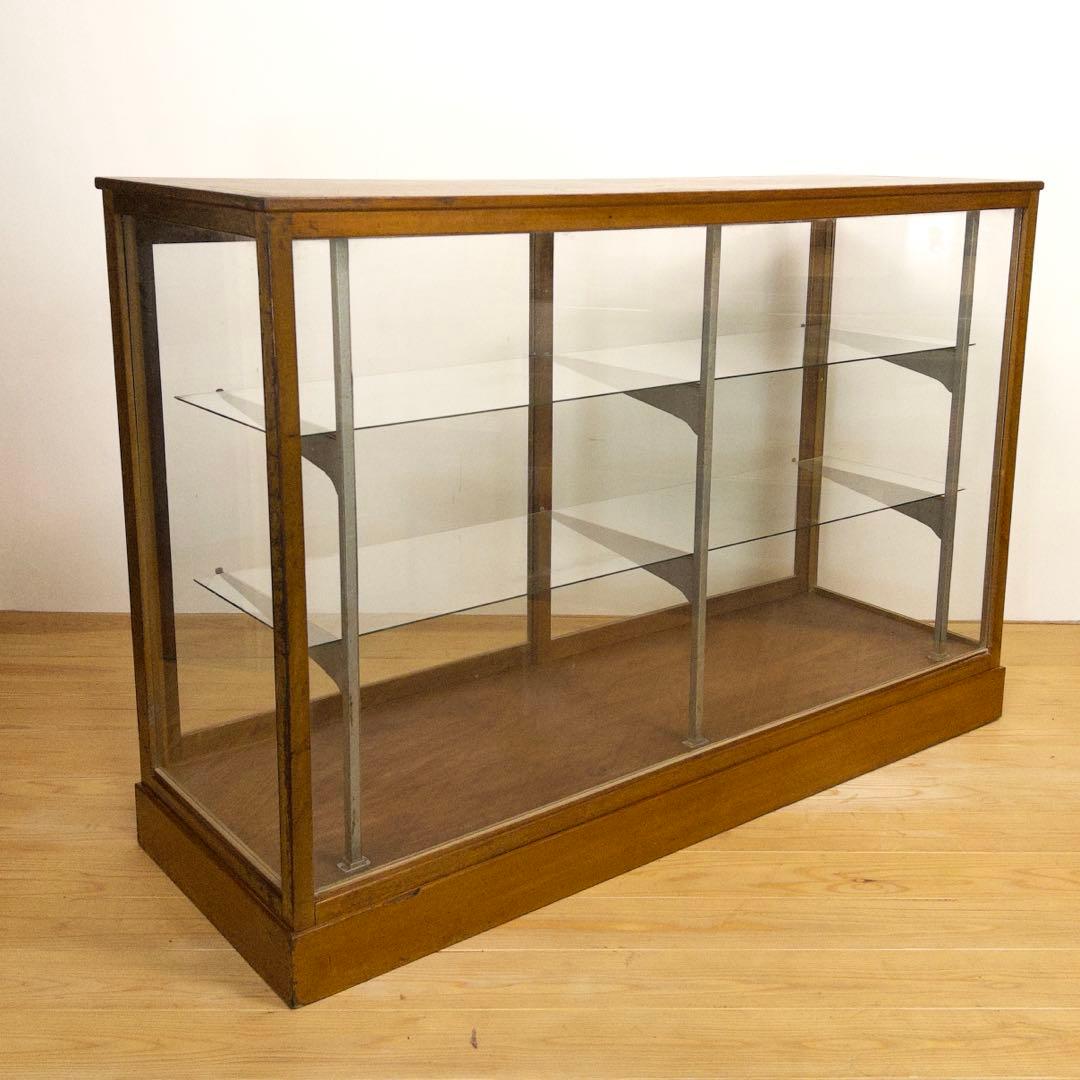 木枠　ガラス　ショーケース　横幅約151㎝　商店　M067　アンティーク　レトロ