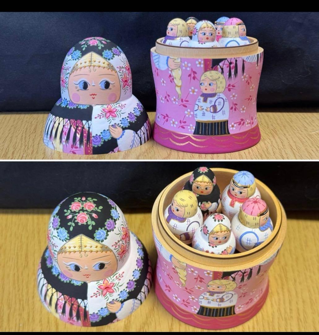 セール❗️ロシア　アーティスト　ダリア　ミッチィナ作品。マトリョーシカ。6体。