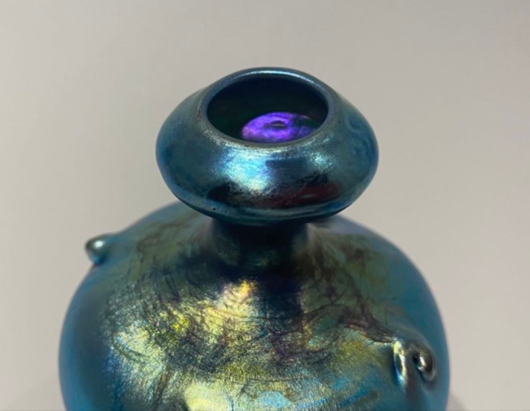 ルイス・カムフォート・ティファニー ブルーファブリル ガラス 花瓶