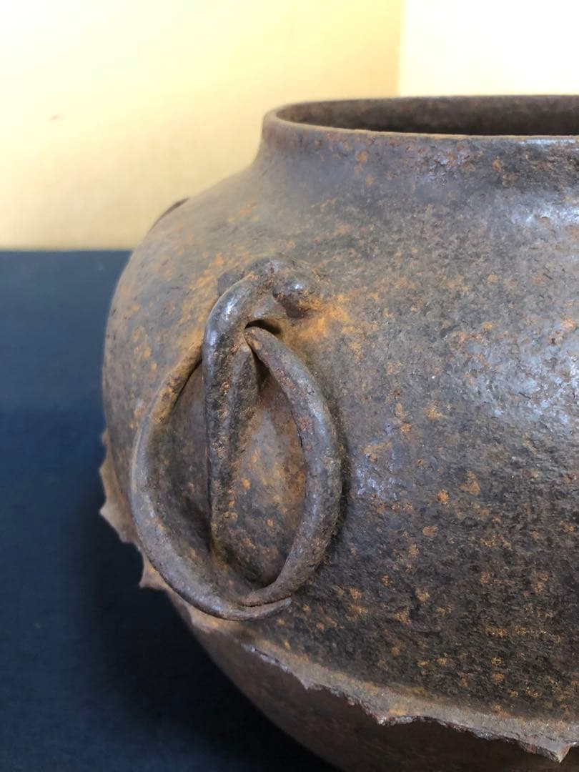 《R》菊丸地紋 繰口釜 天描作 釜師 大西清右衛門 箱書 共箱 260205く5