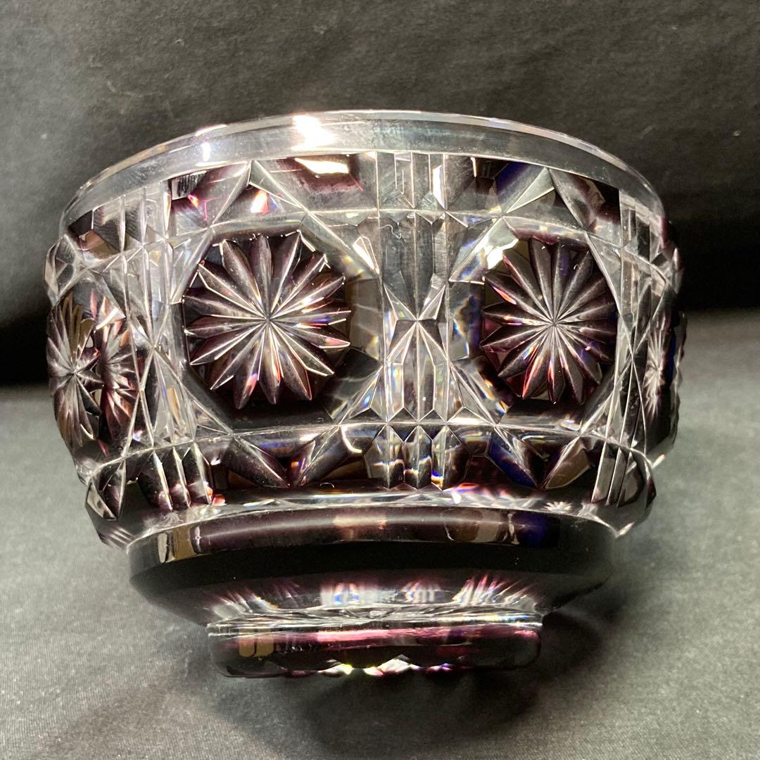 【未使用】島津薩摩切子 切子向付鉢 被せガラス 薩摩ガラス工芸 尚古集成館監修