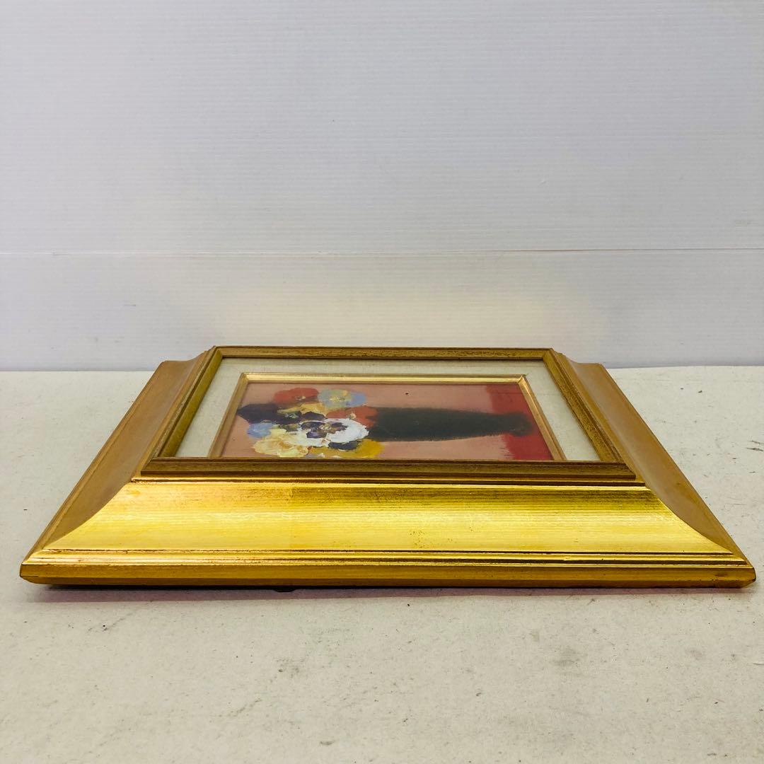 【真作】額装 油彩画　山本亜稀 「パンジー」　画 二科会 サイン有 裏書有 へ9