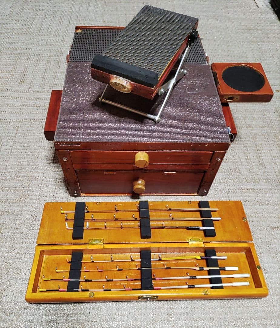 ワカサギ釣り 自作木製収納箱 穂先 レイクマスター電動リール フルセット
