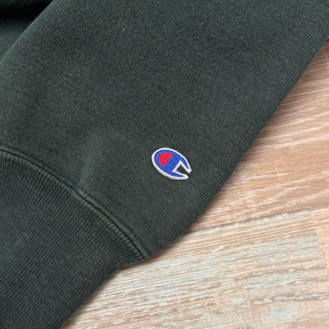 USA製 90s チャンピオン リバースウィーブ 無地 目あり 刺繍タグ モス