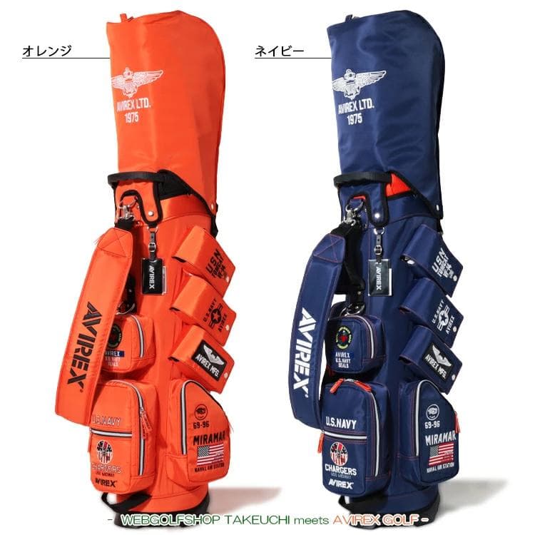 新品 AVIREX アヴィレックスゴルフ スタンド キャディバッグ ネイビー