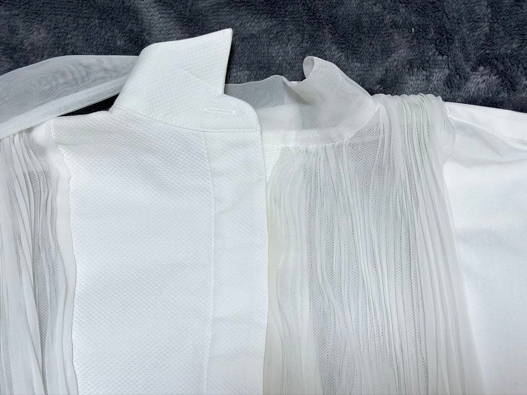 sacai サカイ ハイネックオーガンジープリーツシャツ ホワイト