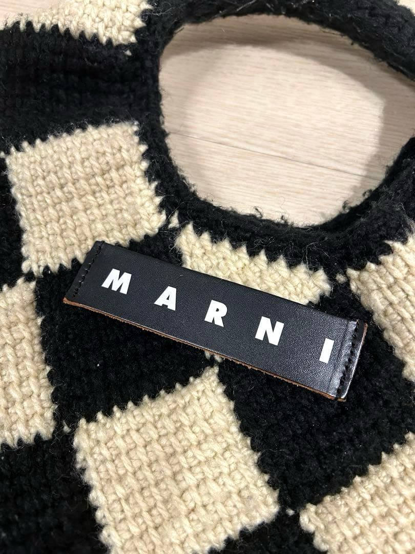 MARNI マルニ チェック柄ハンドバッグ 保存袋付 ブラック&ホワイト
