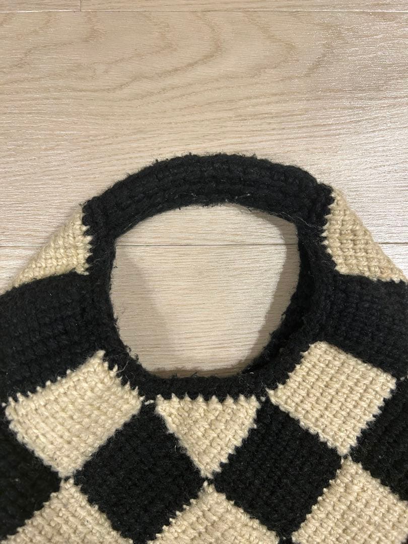 MARNI マルニ チェック柄ハンドバッグ 保存袋付 ブラック&ホワイト