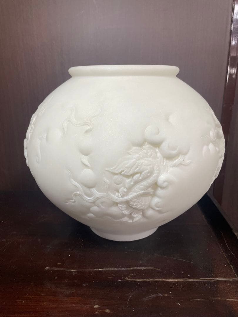 大理石製 龍彫刻ツボ 韓国統一教会 時代朝鮮美術 本品証明書付き