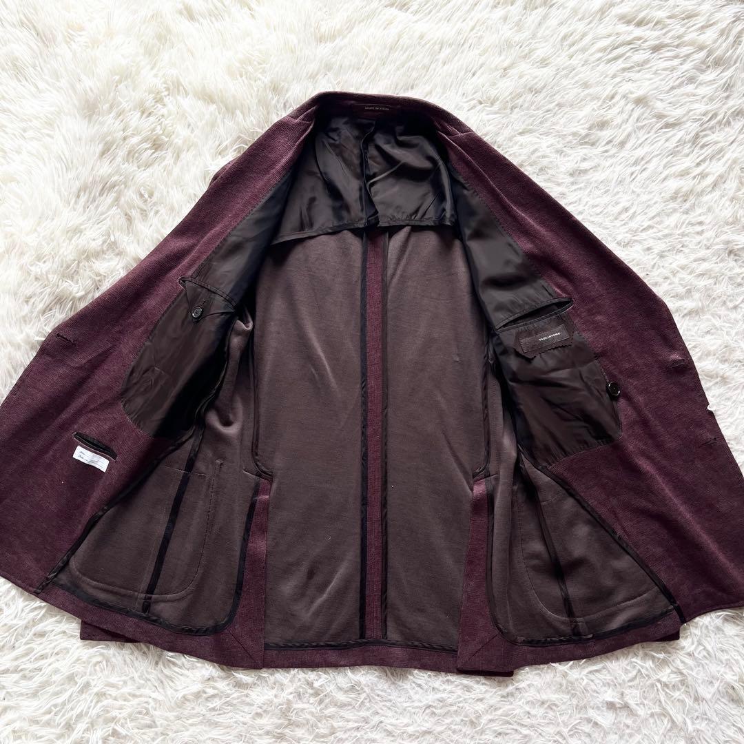 <美品>TAGLIATORE 新ロゴ コットン リネン ニット ジャケット 48