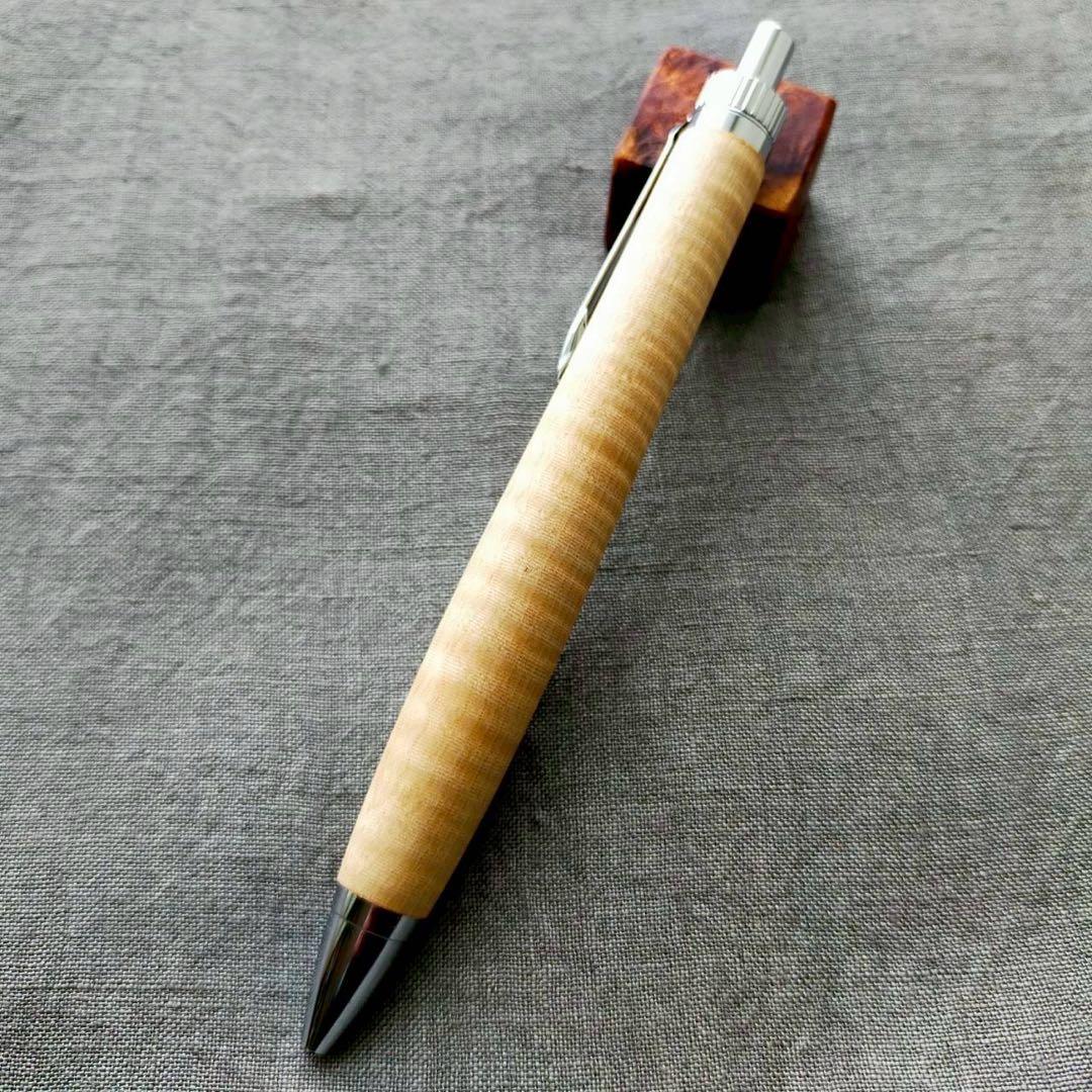 栃　縮杢　ハンドメイド　木軸ボールペン　G2　天然木　シルバー