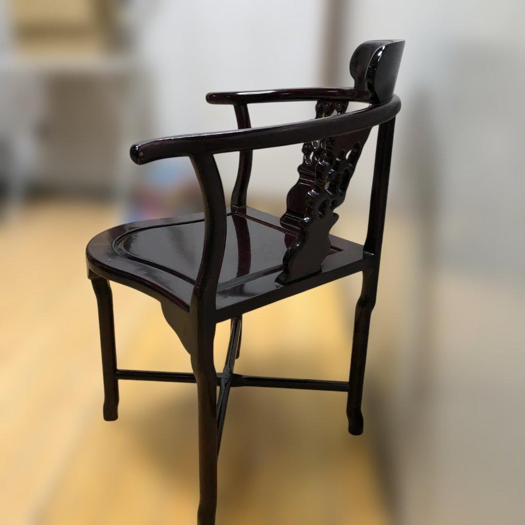 唐木調 隅椅子 コーナーチェア 中国家具 和室 床の間 飾椅子 260207-4