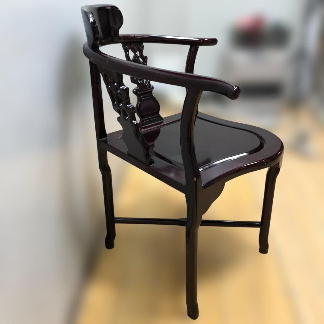 唐木調 隅椅子 コーナーチェア 中国家具 和室 床の間 飾椅子 260207-4