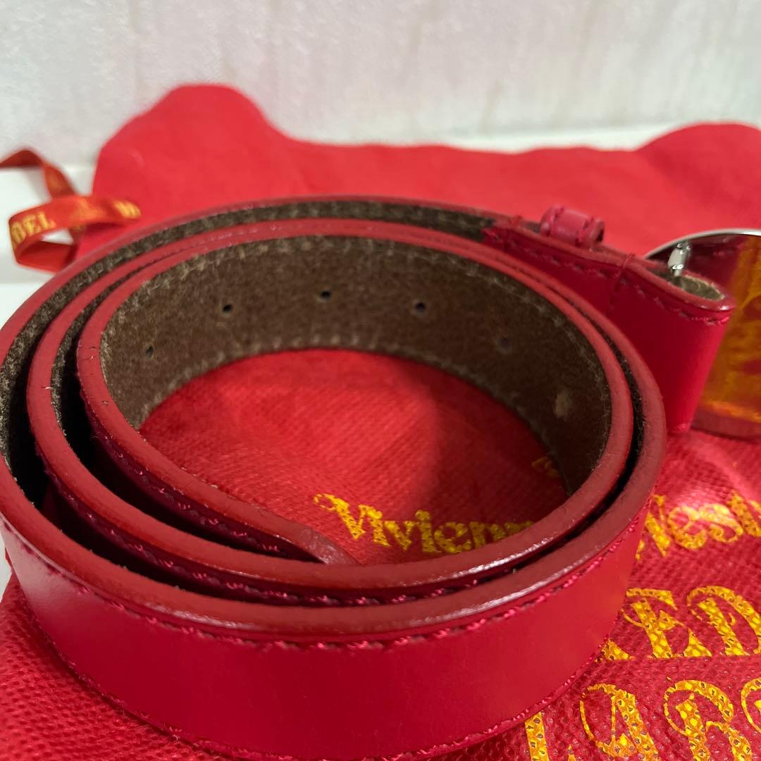 vivienne Westwoodバックル　ベルト　シルバー　レッド　レザー