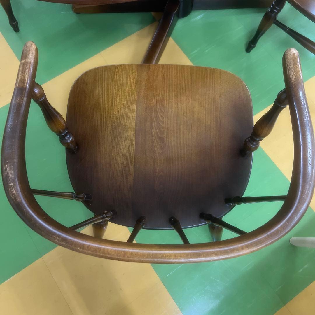 2757 飛騨産業　木製楕円形テーブルとウィンザーチェア4脚セット