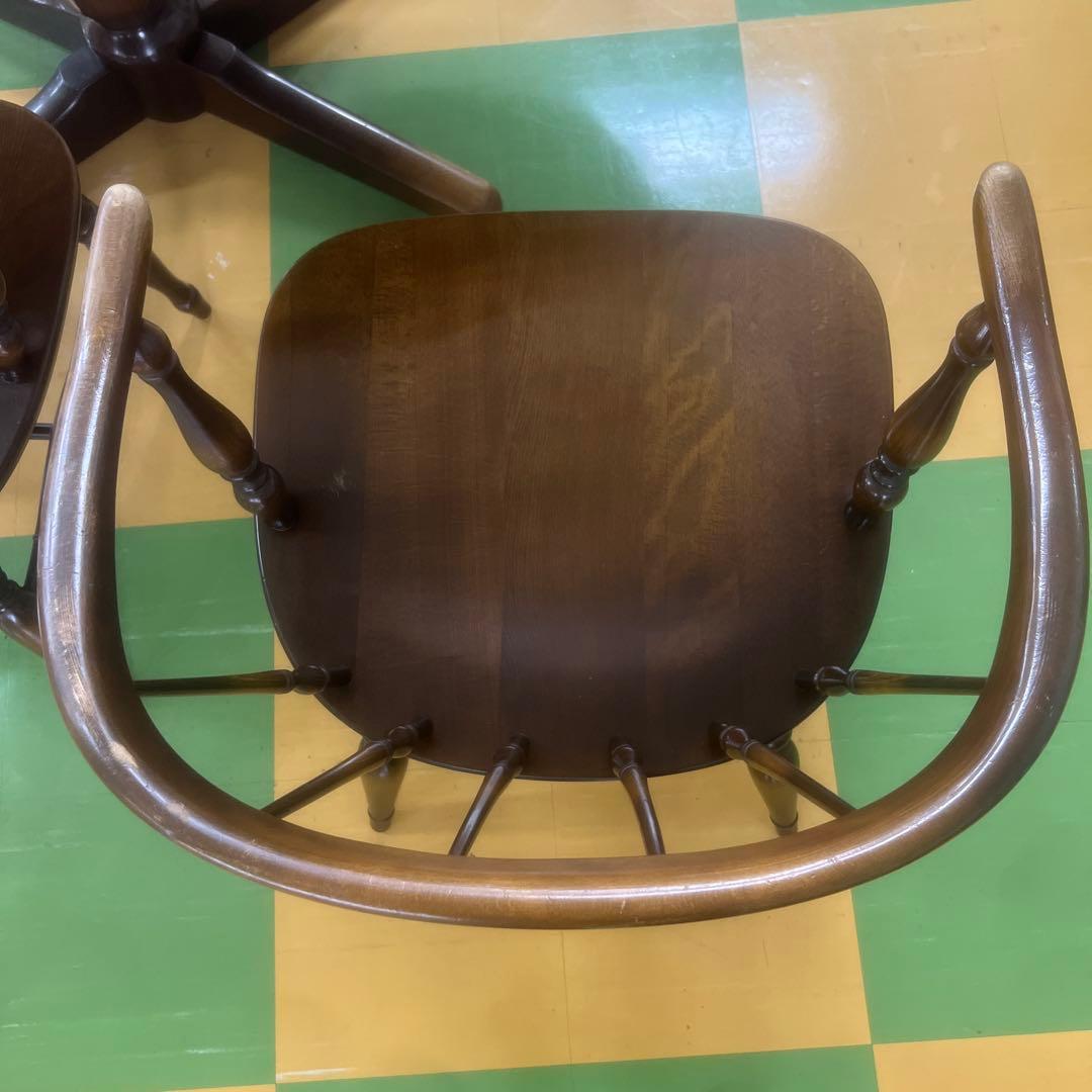 2757 飛騨産業　木製楕円形テーブルとウィンザーチェア4脚セット