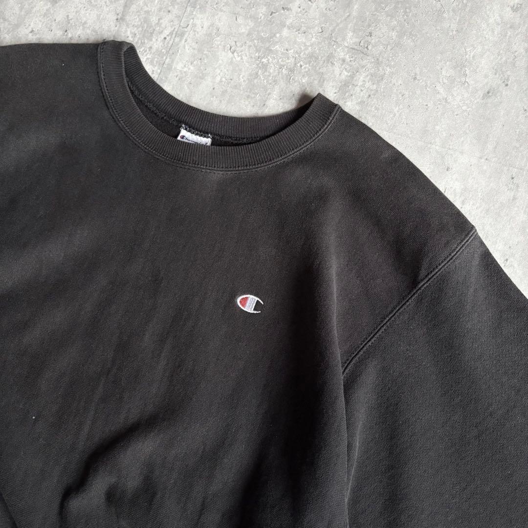 【90s champion】リバースウィーブ　スウェット　墨黒　フェード　古着
