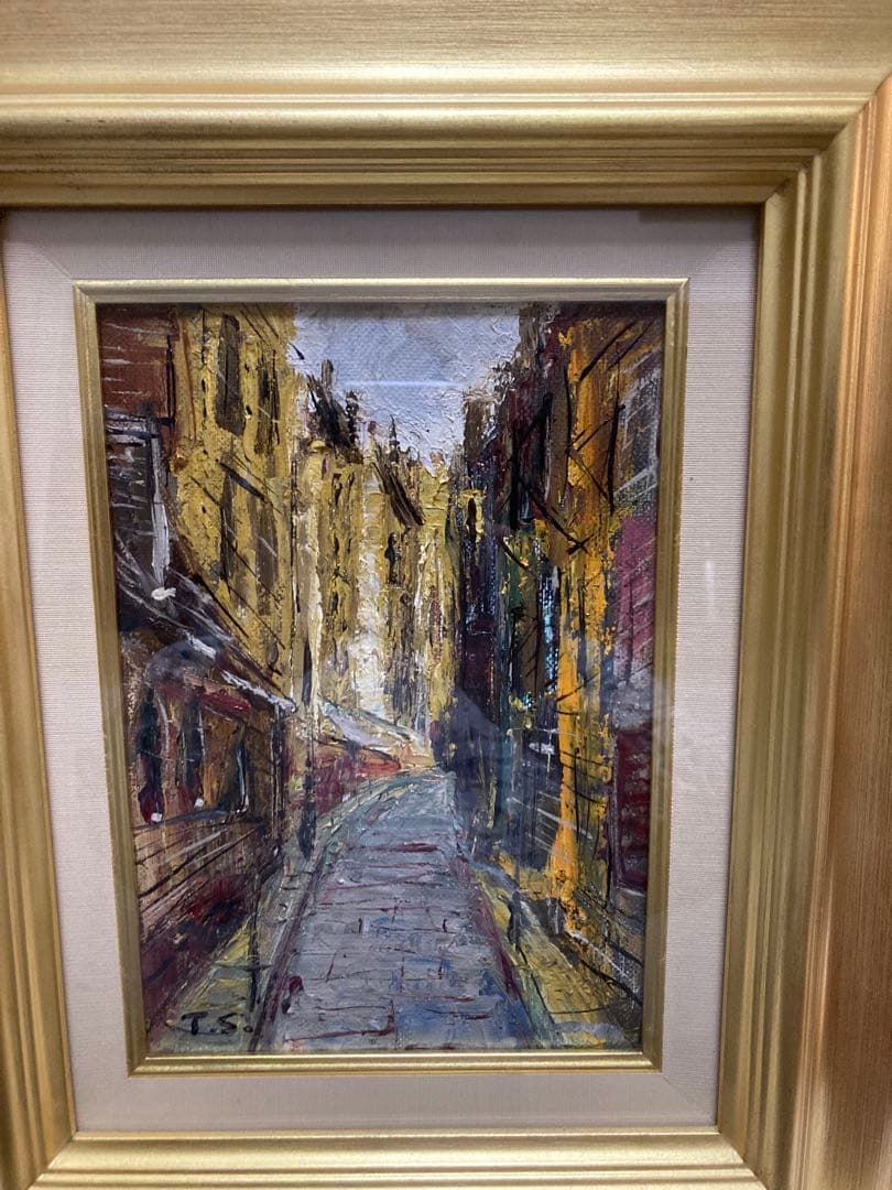 油絵　油彩画　✳️ 肉筆　津島俊介　SM２号 追憶の街〜通　サイン有