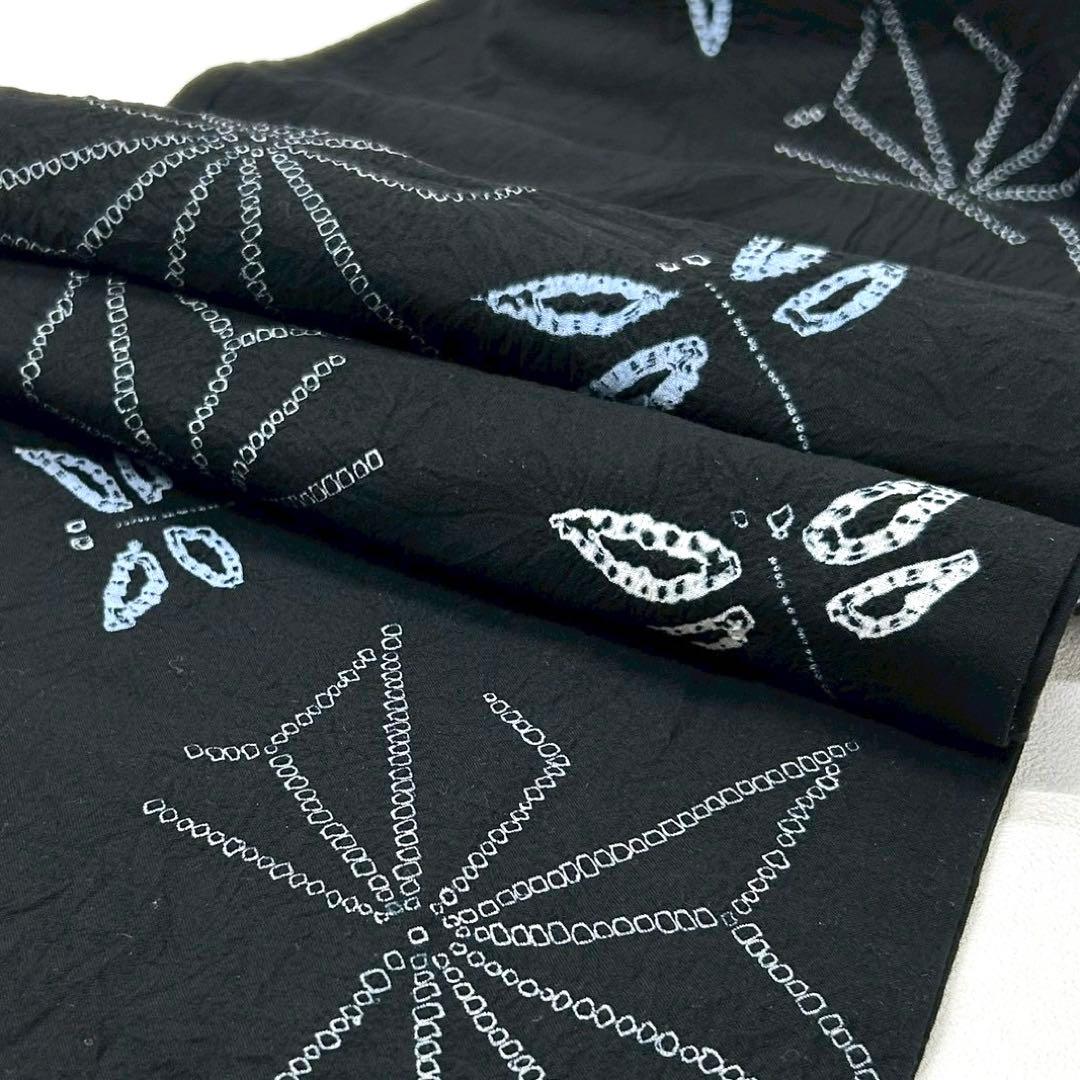 浴衣　絞り浴衣　本場　有松絞り　黒　トンボ　麻の葉　献上柄半幅帯　新品0722⑧