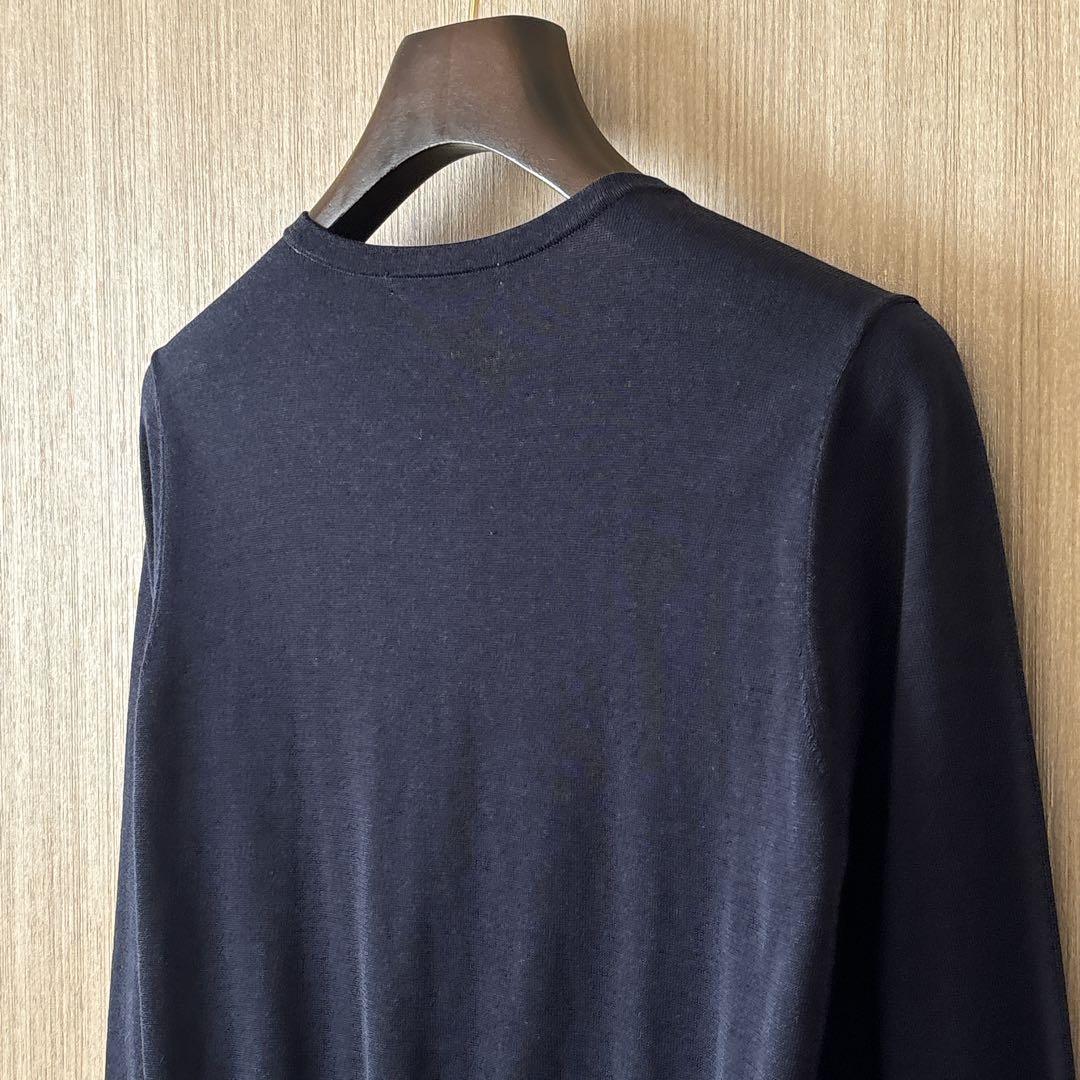 【1268】アナイ　フラワープリントドッキングカーディガン　濃紺　38