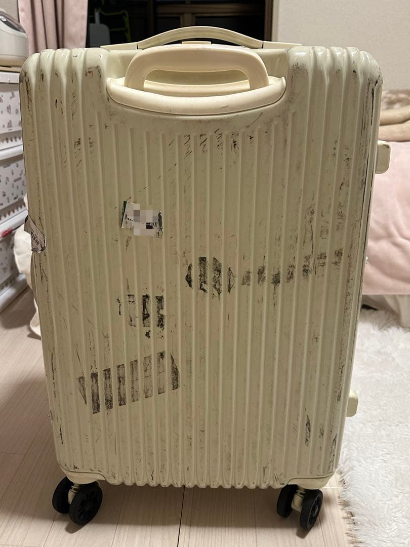 白色スーツケース拡張ファスナー付／鍵2本付属（公開は12/16まで）