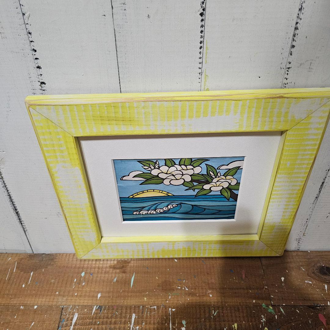 ちぃちゃん　ヘザーブラウン　パイン65ターコイズスクエアレモンM　額縁