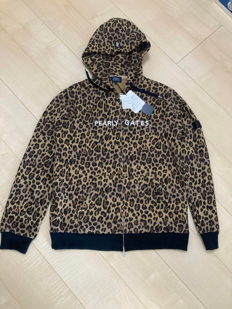 【新品】パーリーゲイツPEARLYGATES/メンズ/ヒョウ柄パーカー【M】