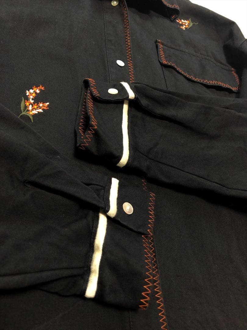 【極美品】AMERI SMALL FLOWER OVER SHIRT ブラック