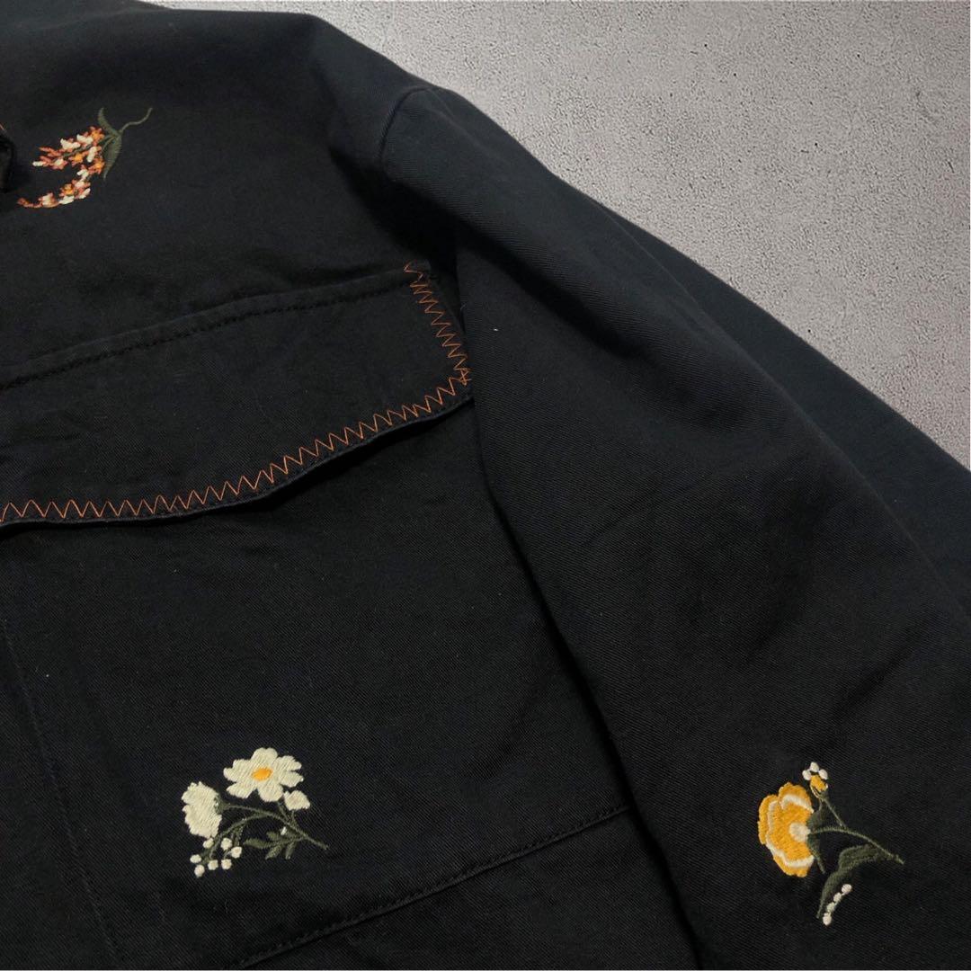 【極美品】AMERI SMALL FLOWER OVER SHIRT ブラック