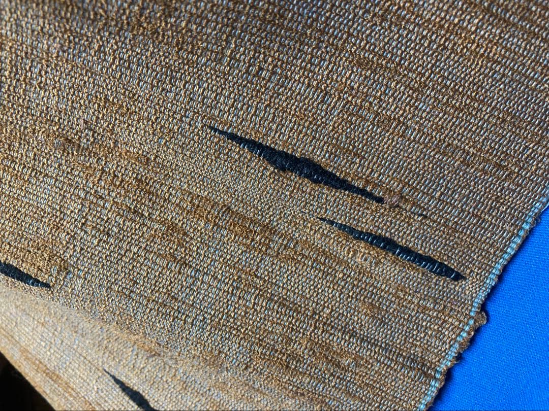 Os533 裂織 半幅帯 茶色