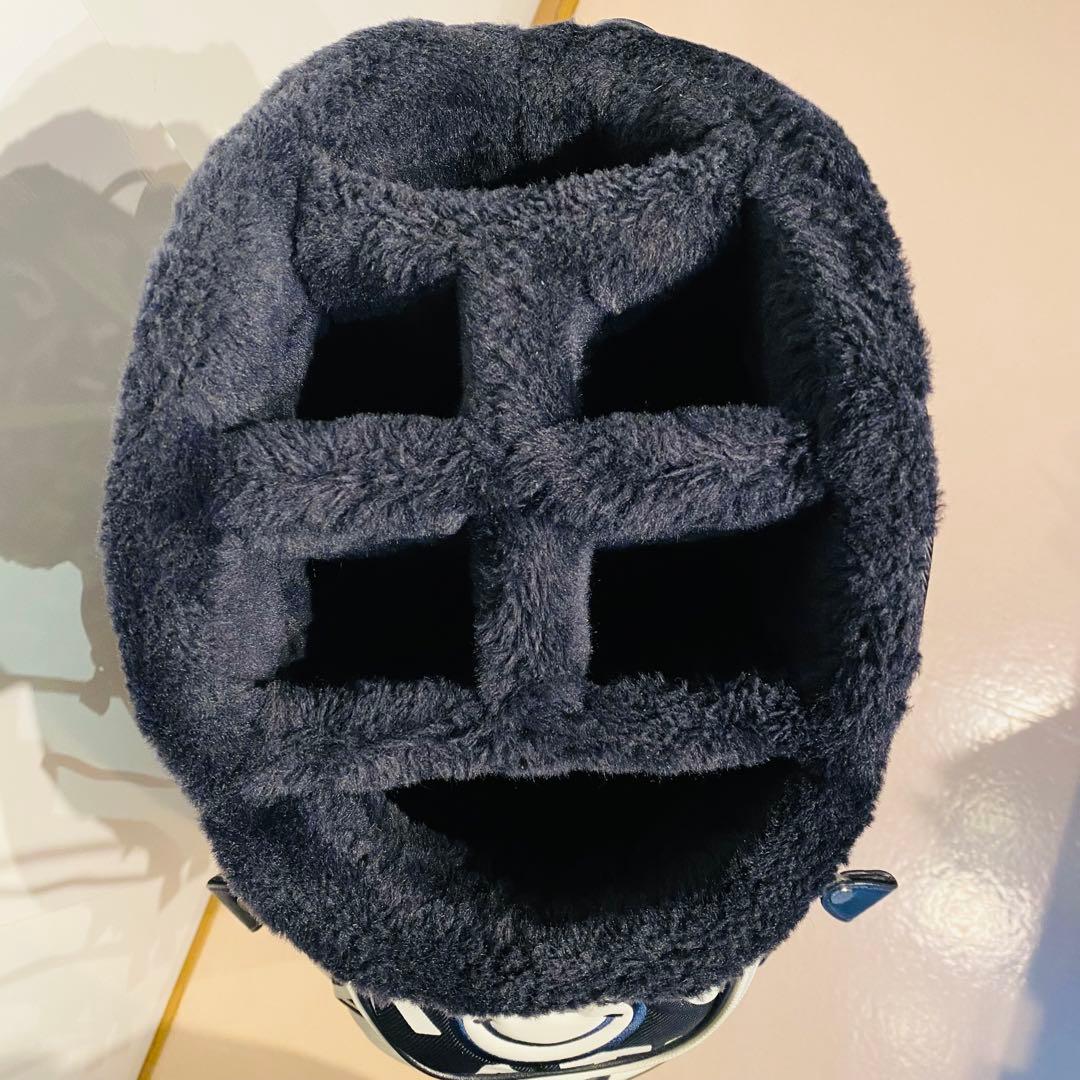 【希少】パーリーゲイツ　キャディバッグ＆ヘッドカバー5点セット　総柄ロゴ　紺×白