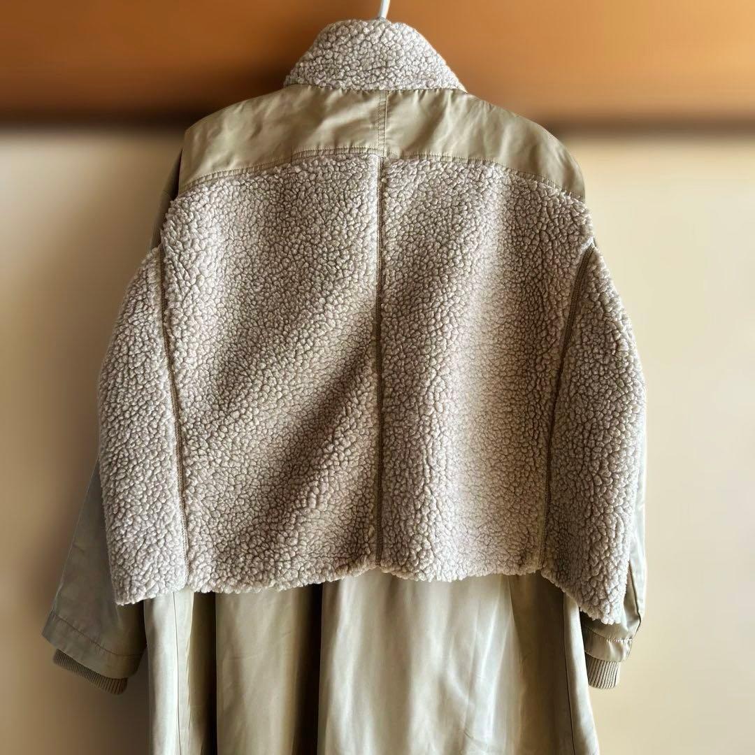 ear PAPILLONNER イアパピヨネ ボアベスト付き馬刺しゅうコート