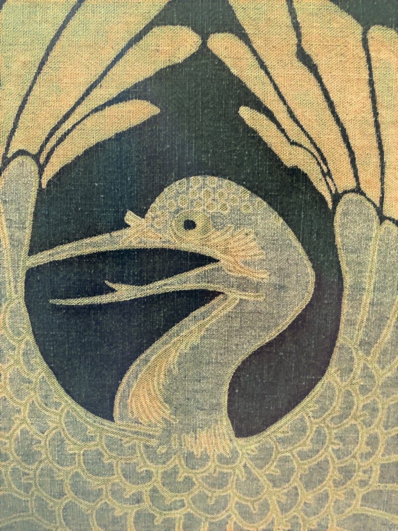 鶴丸 吉兆鶴丸系文様 家紋風 布製 工芸 額装 和風 和モダン 260207-2