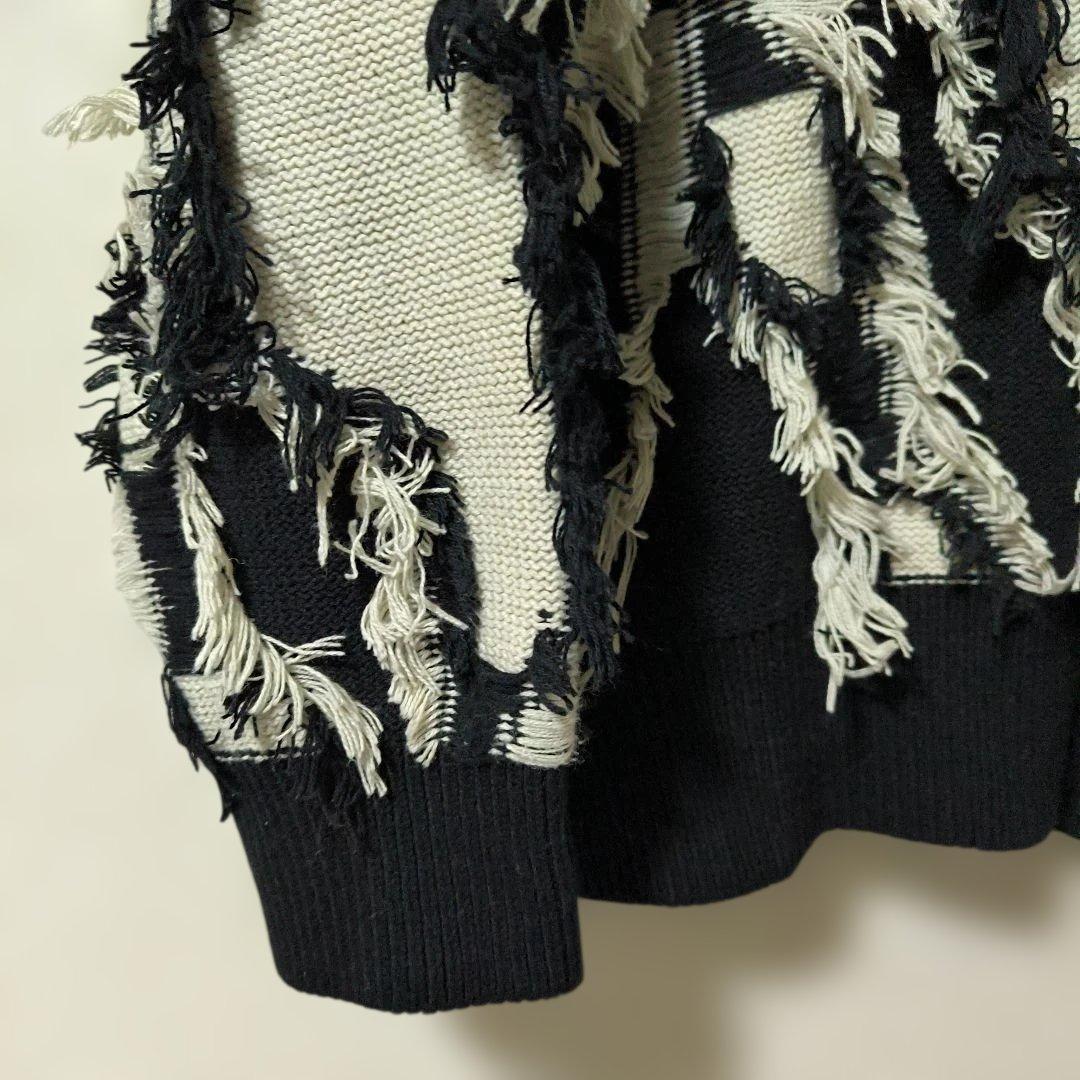 美品✨MAISON SPECIAL★オーバーサイズ/フリンジ/立体ゼブラ/ニット